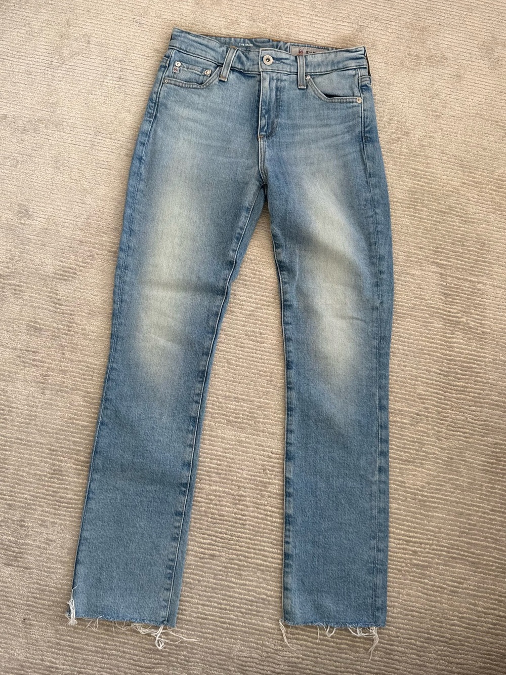 AG Adriano Goldschmied Women’s Straight Jeans in Faded Light Blue